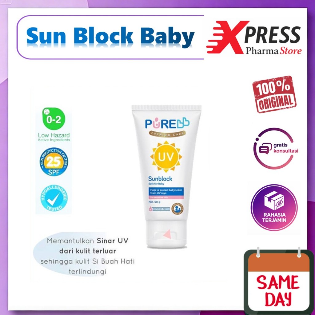 XPRESS  Pure BB SUNBLOCK Baby Bayi Kids Kid Anak Sublok Sunblok Sun Block Sun blok Sunscreen Sunskri