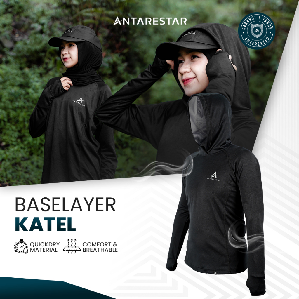 ANTARESTAR Official - Baselayer Hoodie Katel Antarestar Baselayer Pria Wanita Baju Slimfit Baju Mans