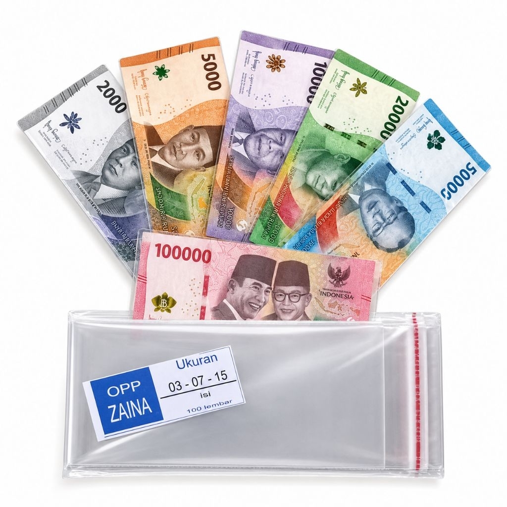 Plastik Opp Lem 07x15+03 Untuk Uang Aksesoris