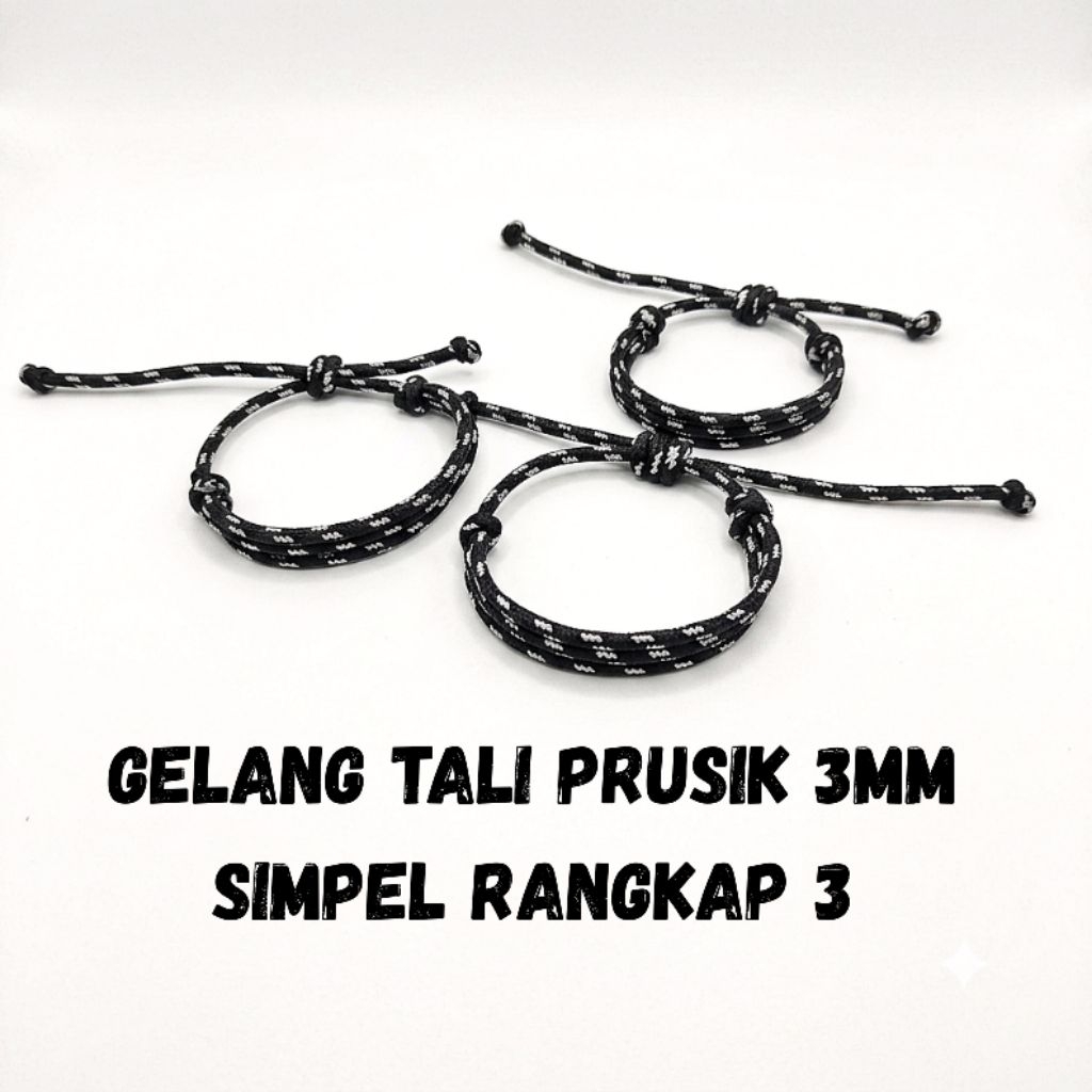 GELANG TALI BULAT 3MM TALI PRUSIK HITAM