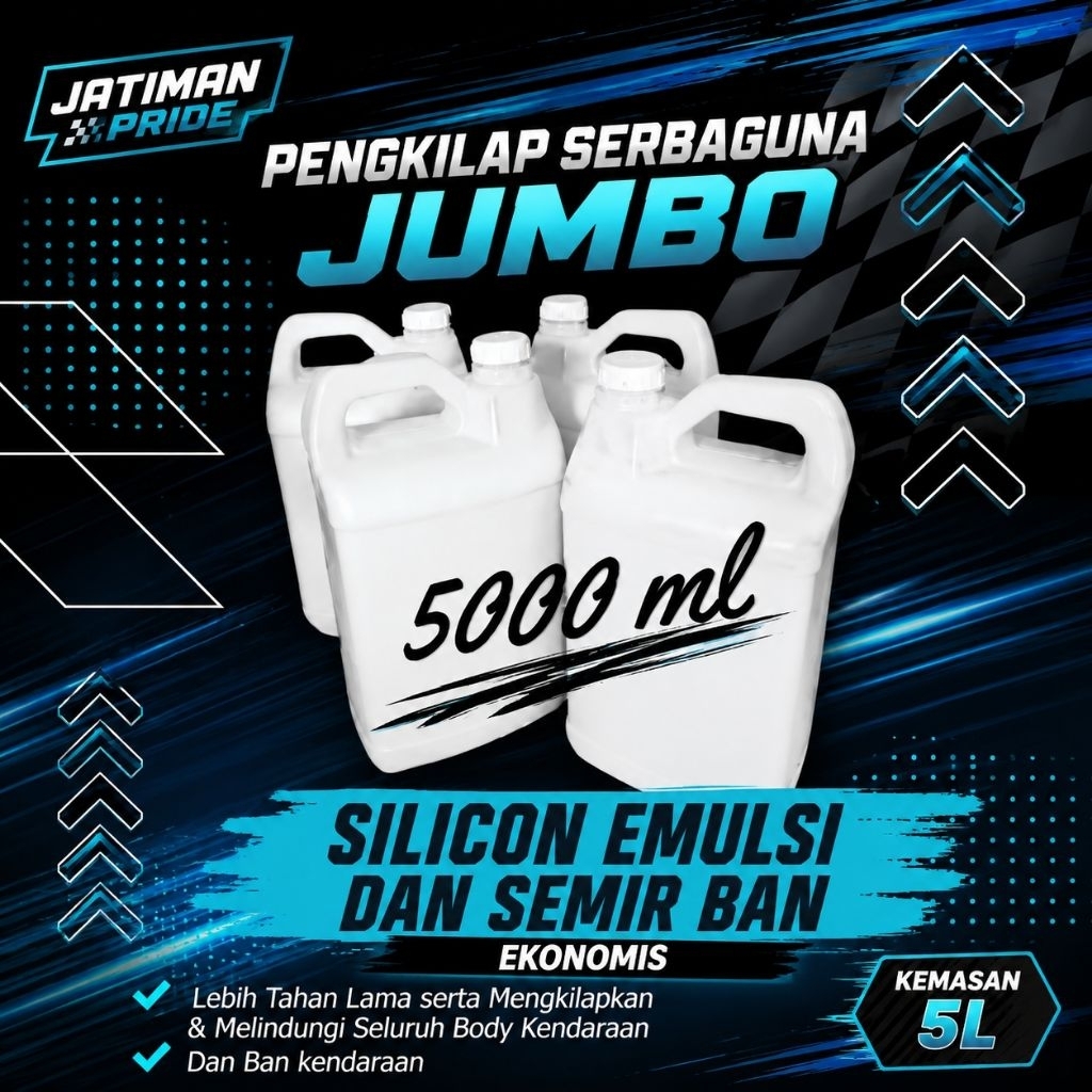 Jatiman Pride Pengkilap Serbaguna Jumbo 5000 ml Silicon Emulsi dan Semir Ban Ekonomis 5L