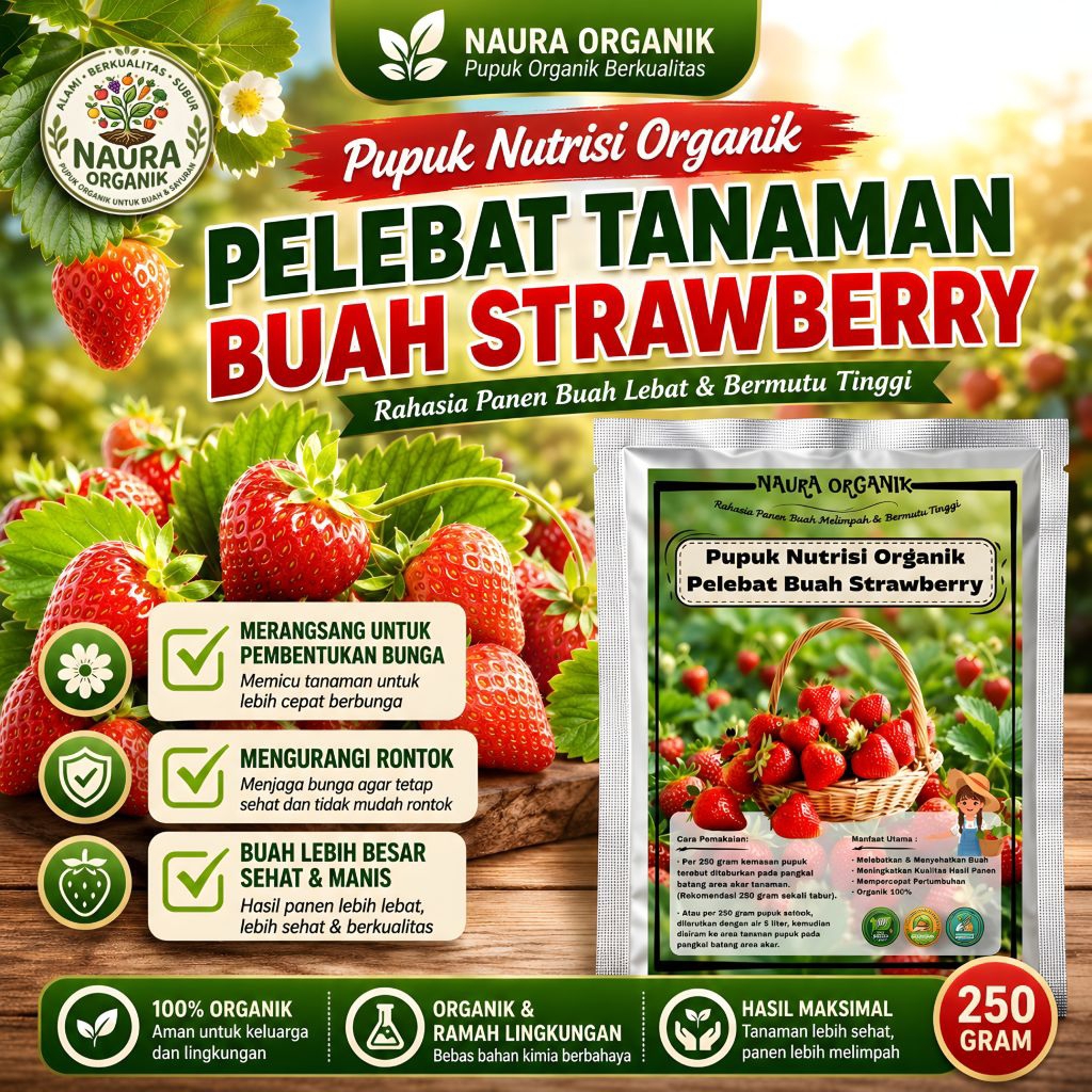 Pupuk Buah Strawberry Booster Buah Strawberry Pelebat Buah Strawberry isi 250gram