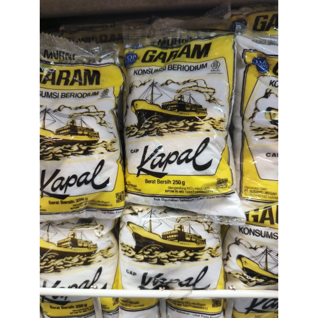 YUPZ Garam Beryodium Cap Kapal 250g - Garam Dapur Beryodium Praktis untuk Memasak