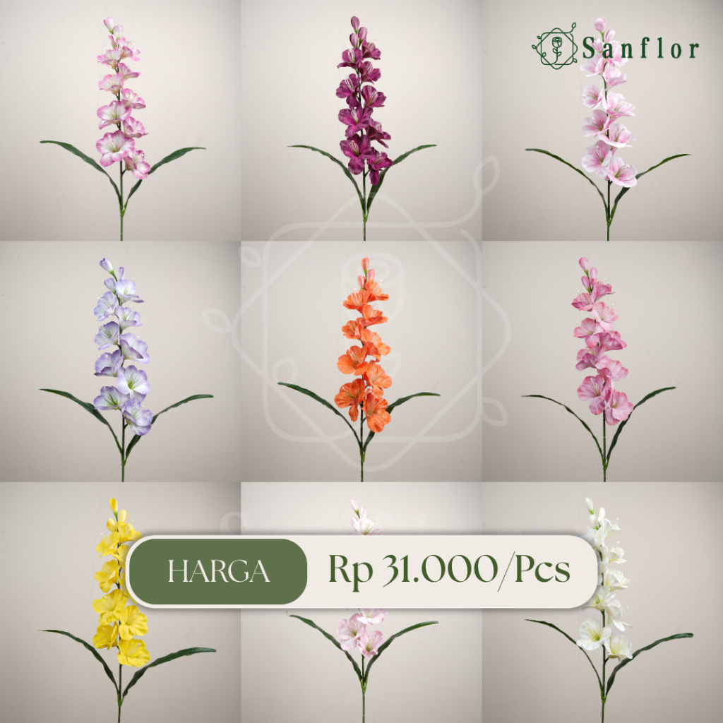 GLADIOL FLOWER K9/ BUNGA ARTIFICIAL/ TANAMAN HIAS PLASTIK/ HIASAN PELAMINAN/ DEKORASI PERNIKAHAN