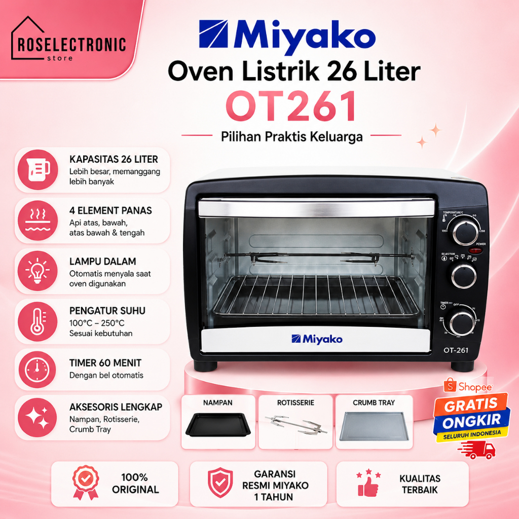 Oven Toaster Miyako OT261 26L/OT-261/OT 261/Oven Miyako/Miyako Oven/Oven Toaster/Oven Murah Miyako