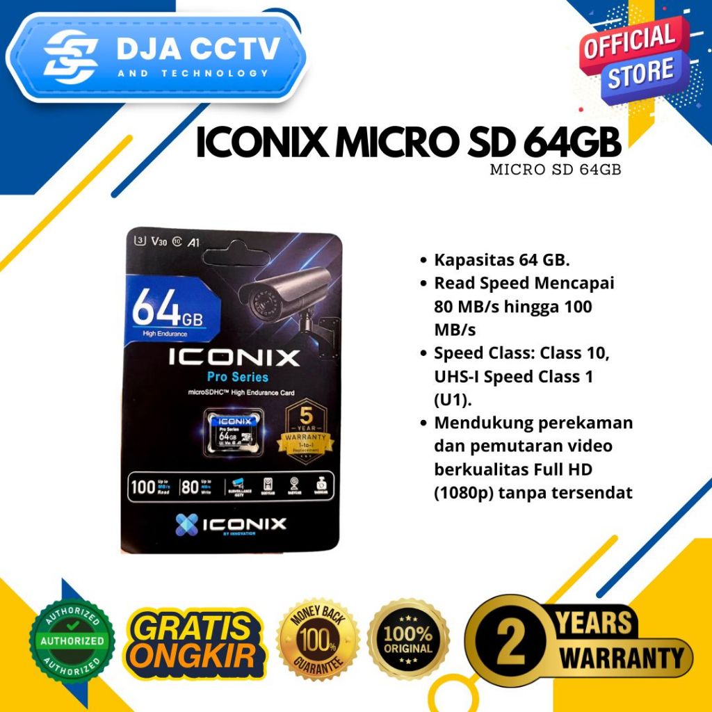 ICONIX HIGH ENDURANCE 64GB MicroSD || ICONIX MicroSD 64GB High Endurance Memory Card untuk CCTV Kame