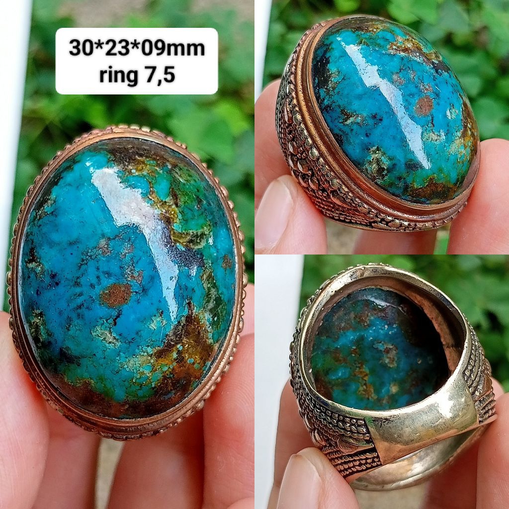CINCIN BATU PIRUS PERSIA BIRU ROYAL URAT EMAS JUMBO ASLI