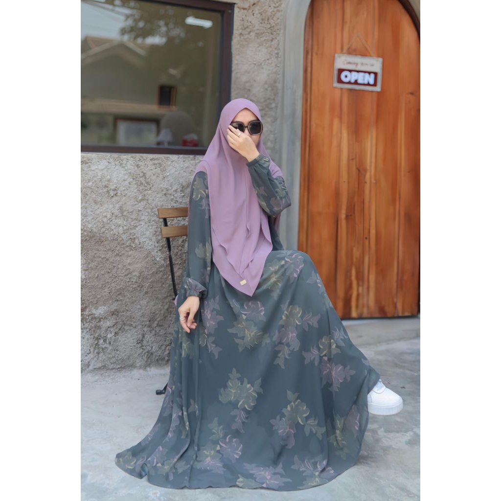 GAMIS JASMINE SERIES BY ZAFEETRI (GAMIS SAJA) // GAMIS SYARI CERUTTY MOTIF BUNGA