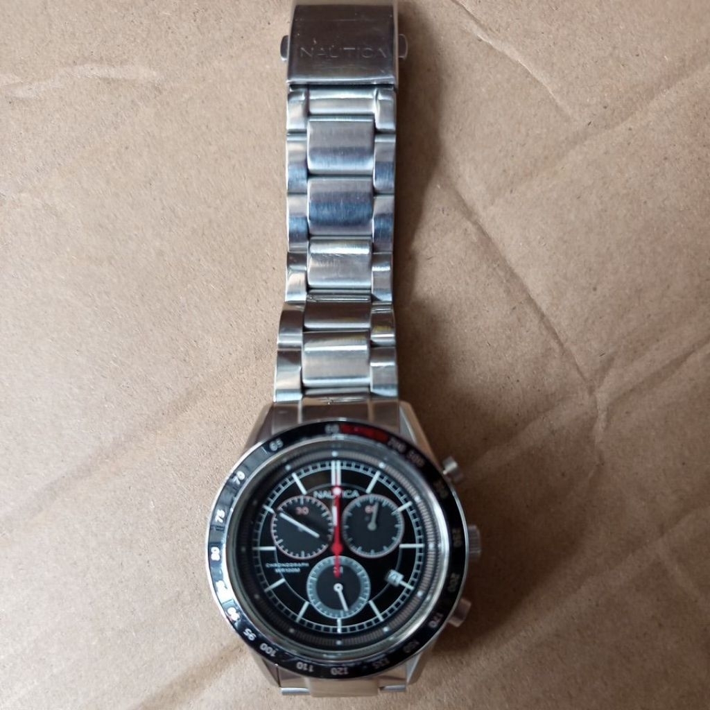 jam nautica chrono mesin Swiss full original bekas