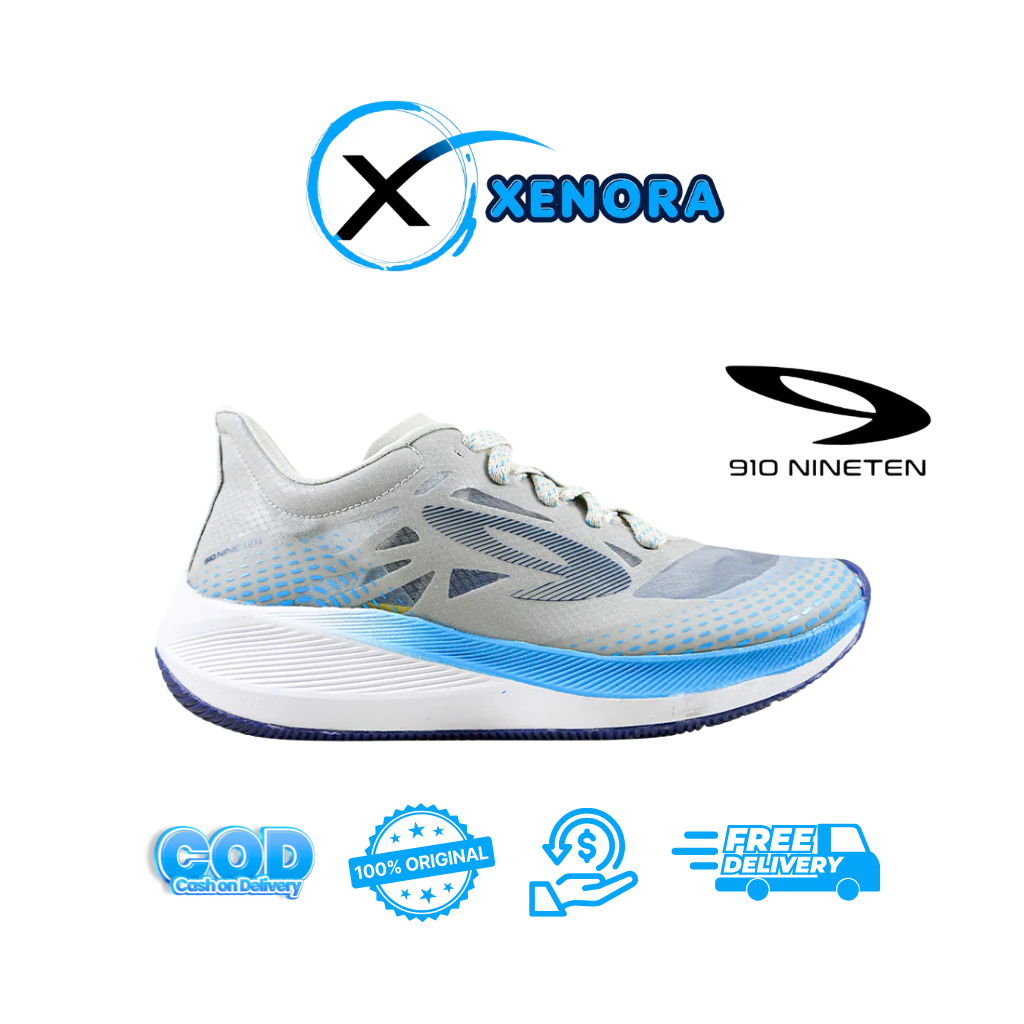 910 HAZE 1.5 ABU MUDA - Sepatu lari Haze 1.5 Abu-Muda/Putih/Biru 910 Nineten Original