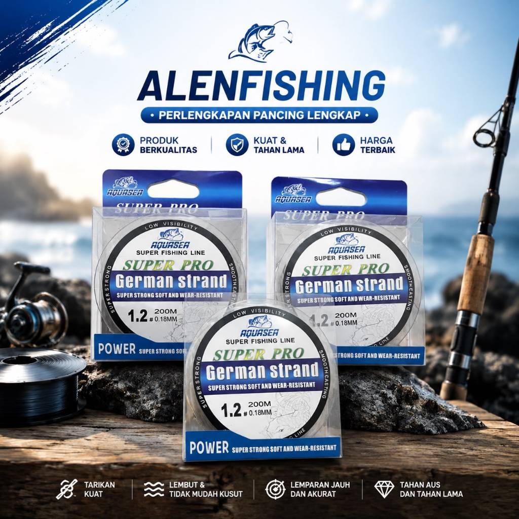 Senar Pancing Aqua Pro Super Pro German 200M Strand Super Fishing Line