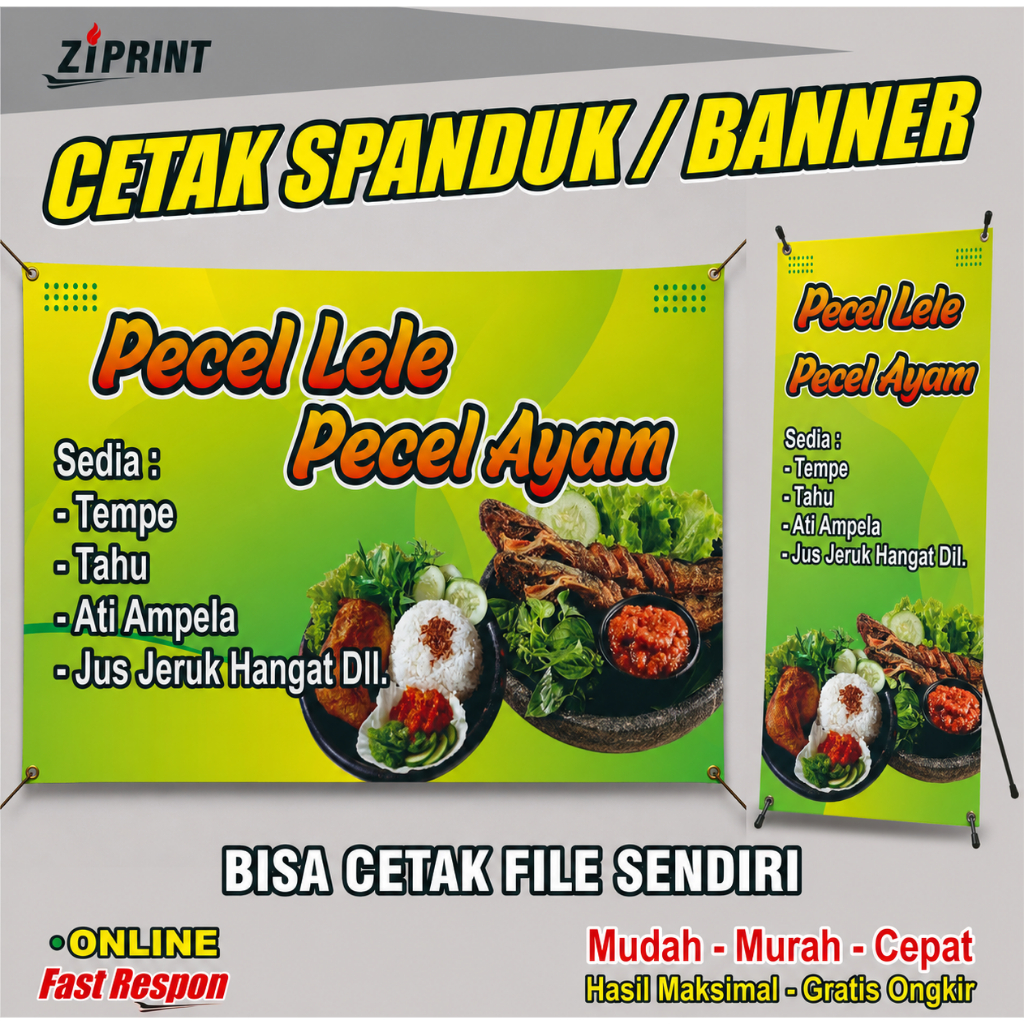 spanduk banner Pecel Lele Pecel Ayam custom cetak banner spanduk baliho satuan grosir