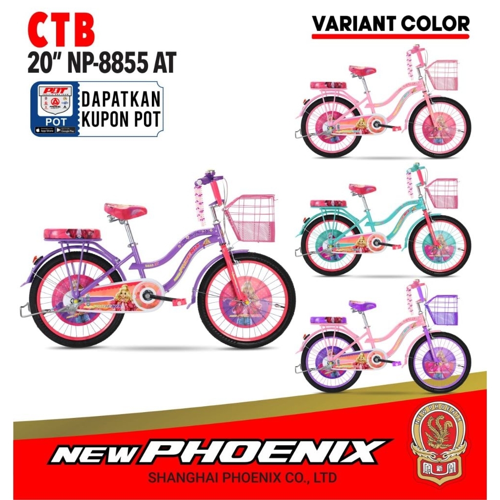 SEPEDA MINI 20 NEW PHOENIX + KERANJANG + BONCENGAN