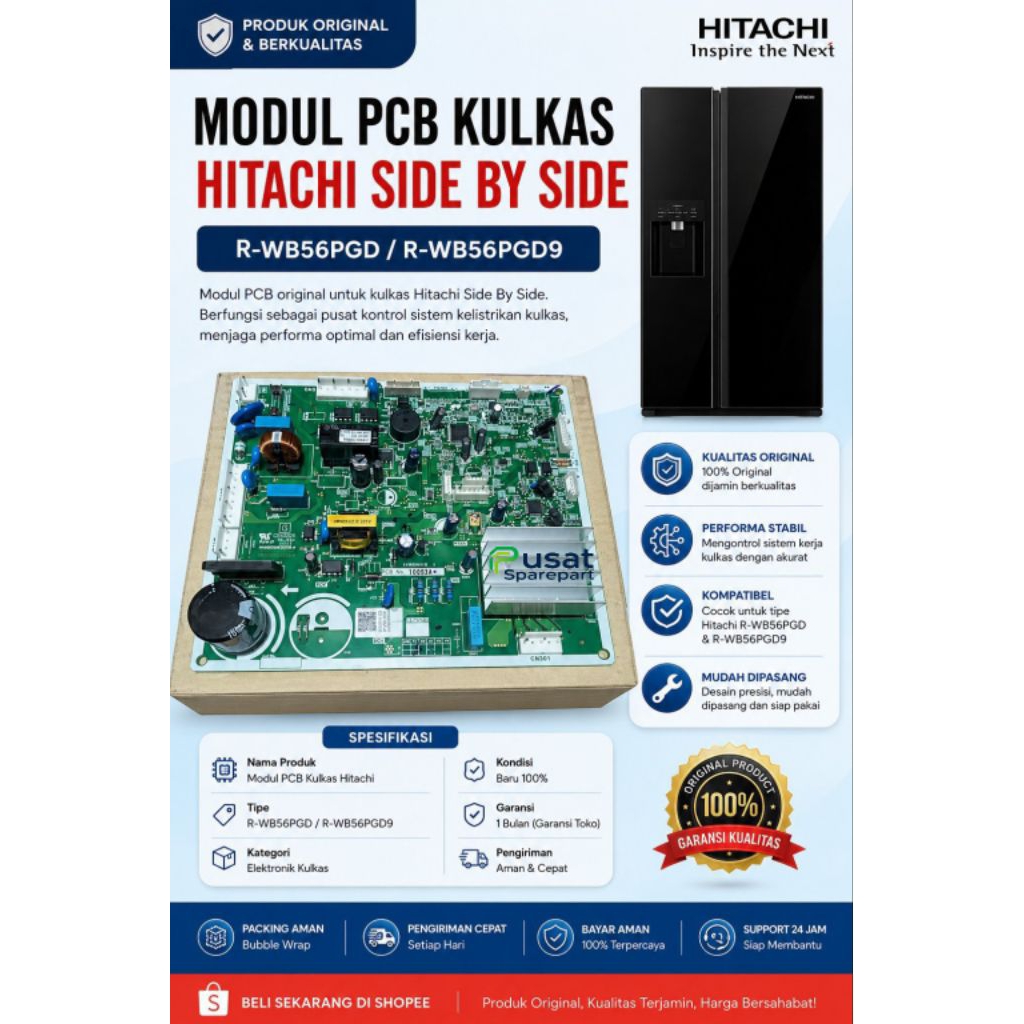 ProdukModul PCB Kulkas Hitachi R-WB56PGD9 Modul PCB Kulkas Hitachi R-WB56PGD9 New Original