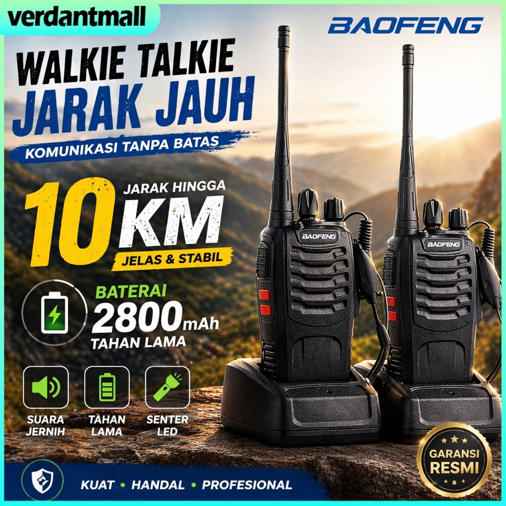 COD 2800mAh Jarak 10KM 2PCS  HT Baofeng 888S Walkie Talkie  Portable UHF Single Band Handy Talky  Wi
