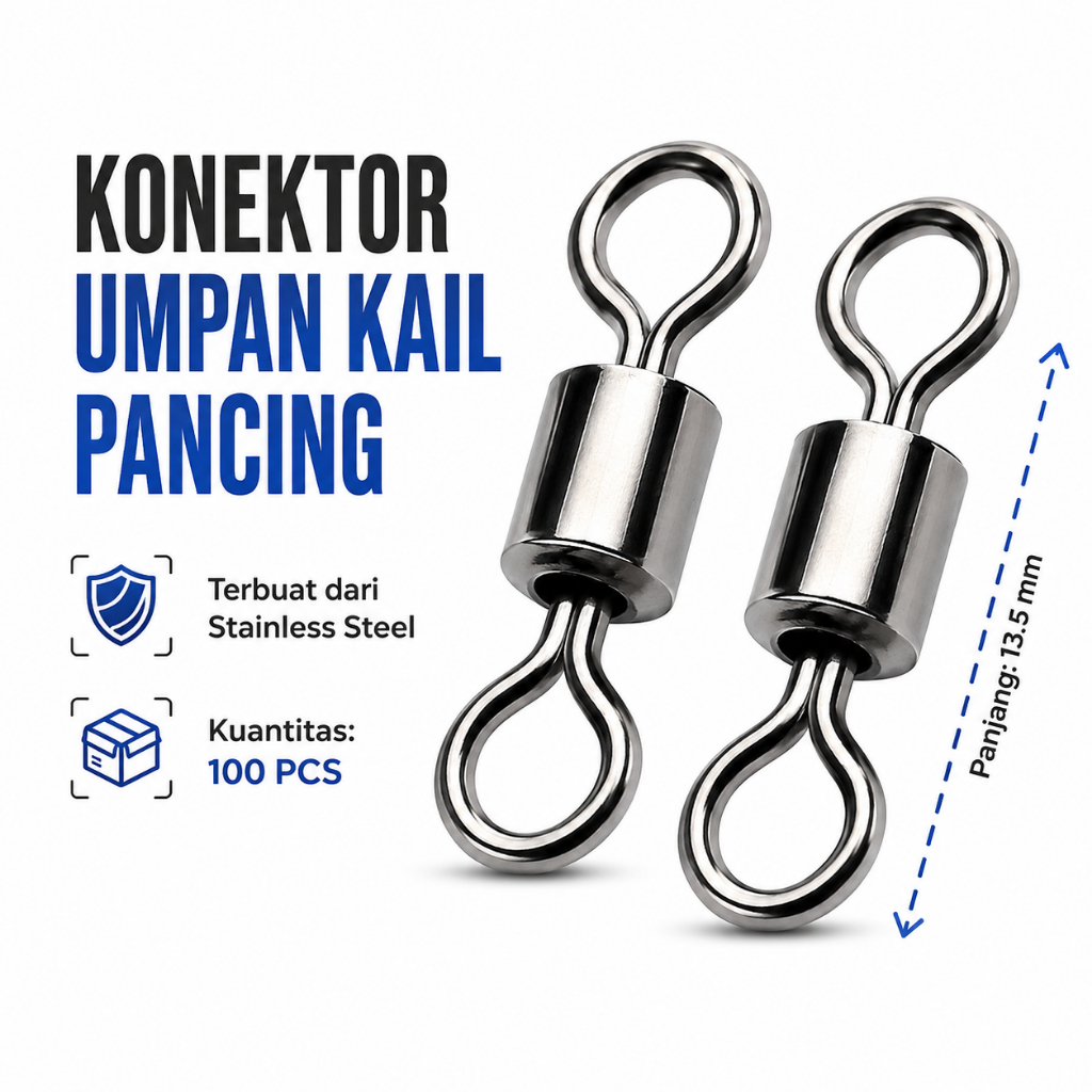 Konektor Umpan Kail Pancing Stainless Steel 5# 100 PCS