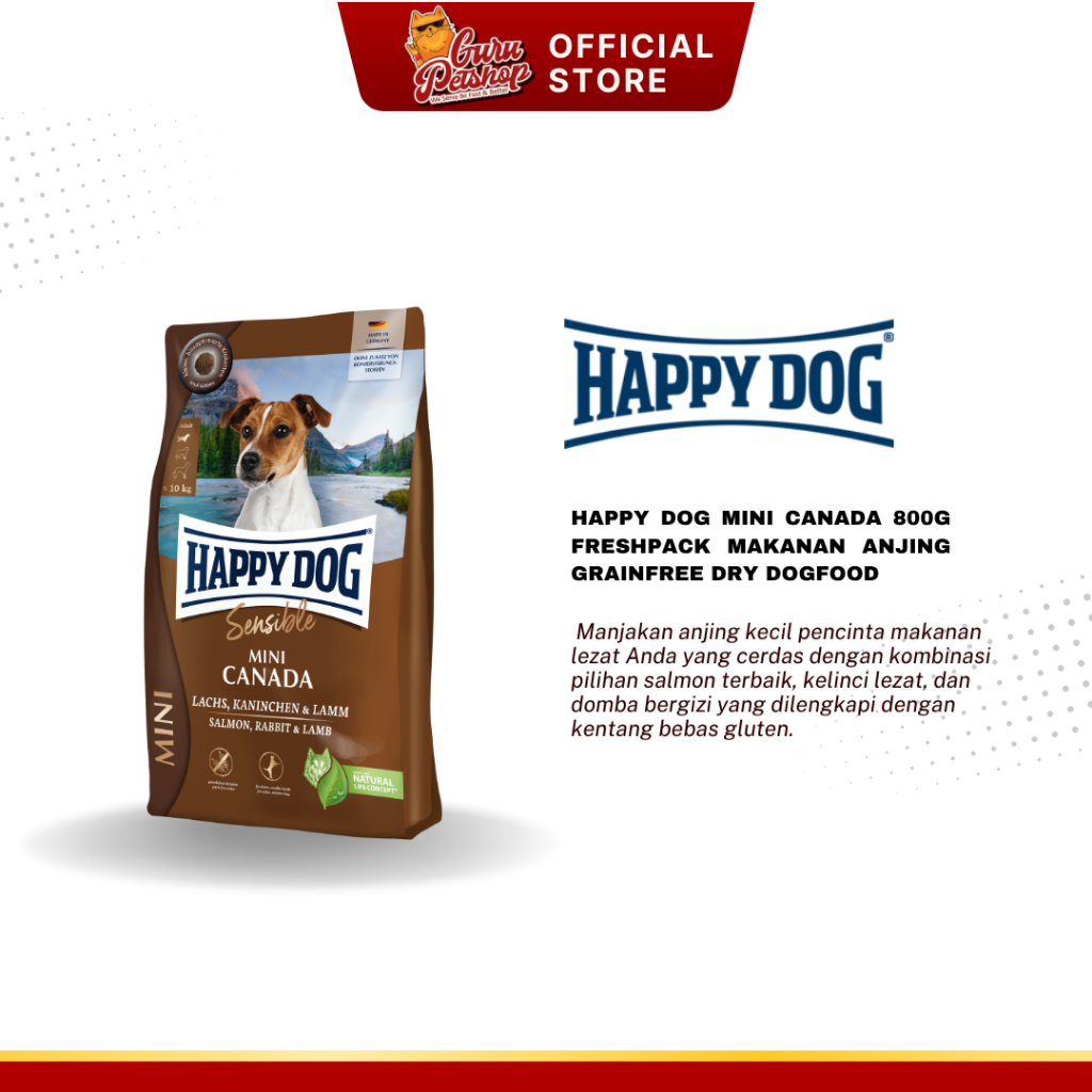 Happy Dog Mini Canada 800g Freshpack Makanan Anjing Grainfree Dry Dogfood