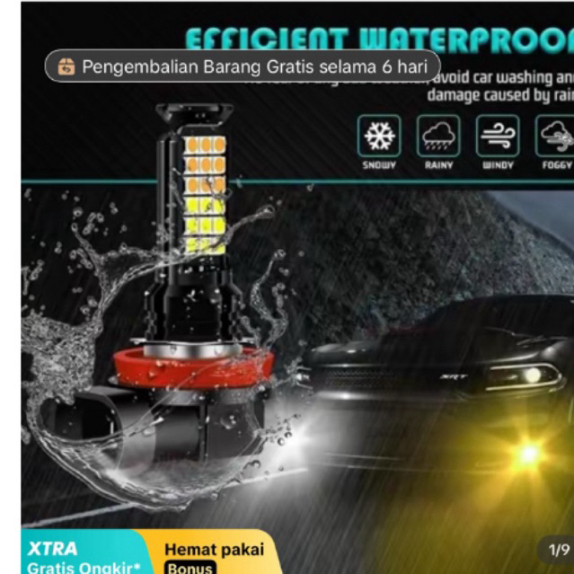 [COD) Lampu LED FogLamp 2PCS 3 Warna H8 H11 H16 untukAvanza