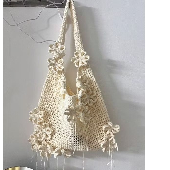 Flower mesh crochet bag - tas bunga rajut - tas rajut bunga - tas mesh rajut bunga