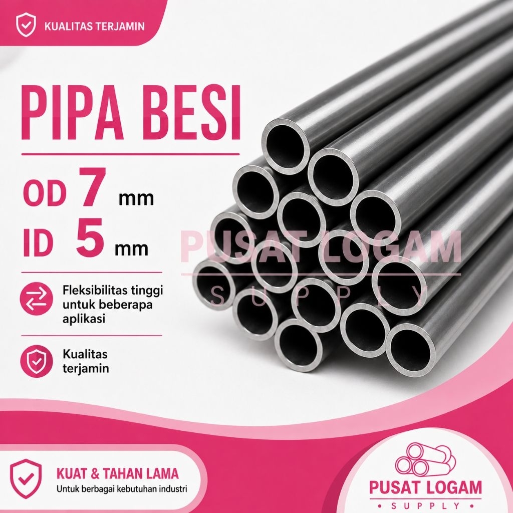 Pipa besi od 7mm id 5mm x 1000mm