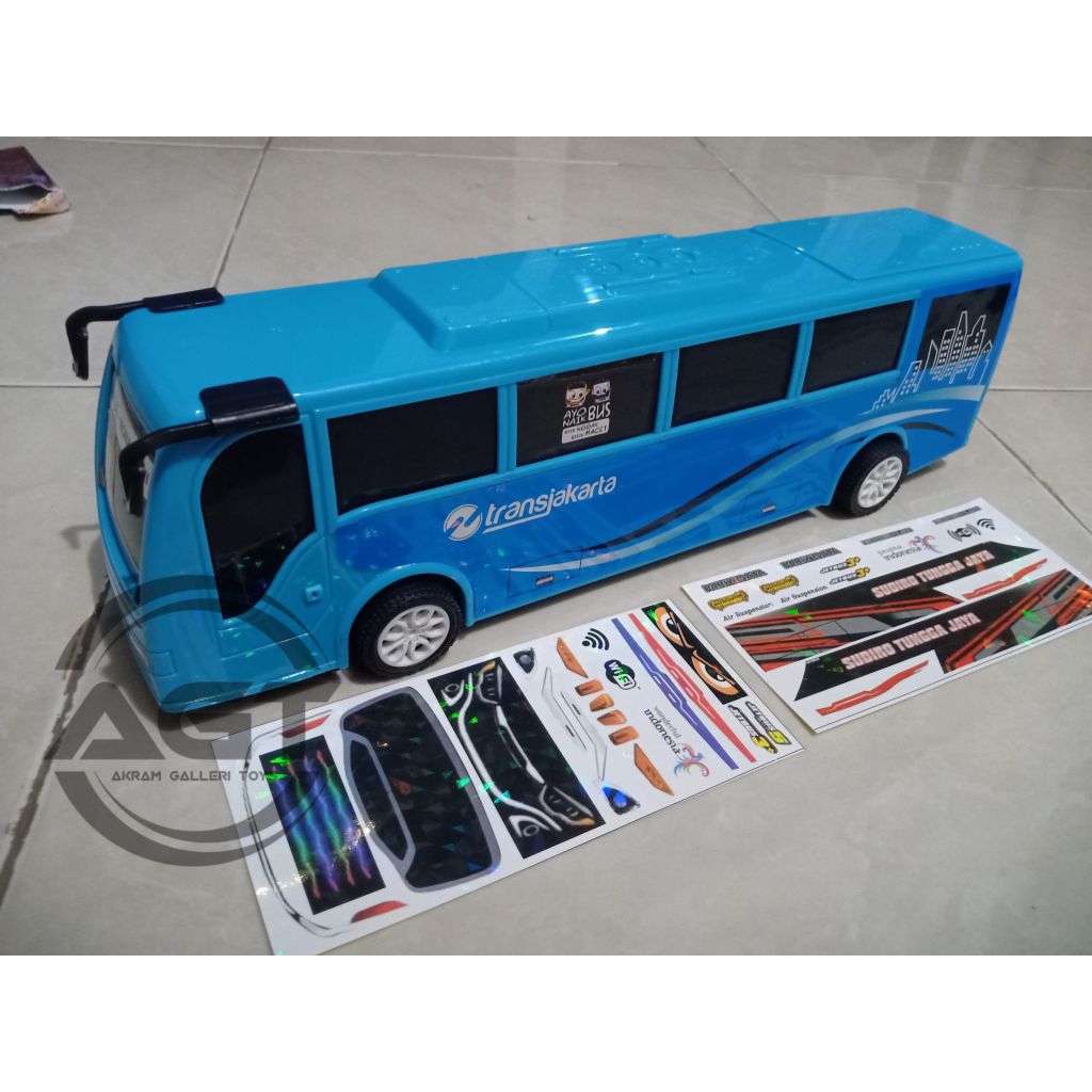 MAINAN BUS TRANSJAKARTA FREE STIKER/MINIATUR BUS TRANSJAKARTA