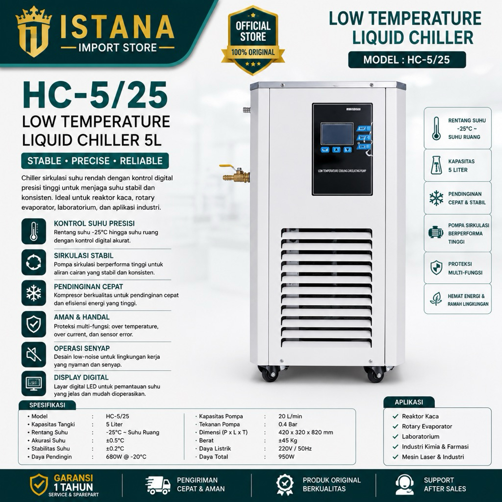 Low Temperature Liquid Recirculating Chiller HC 5 25 5L Digital Laboratory Cooling Chiller