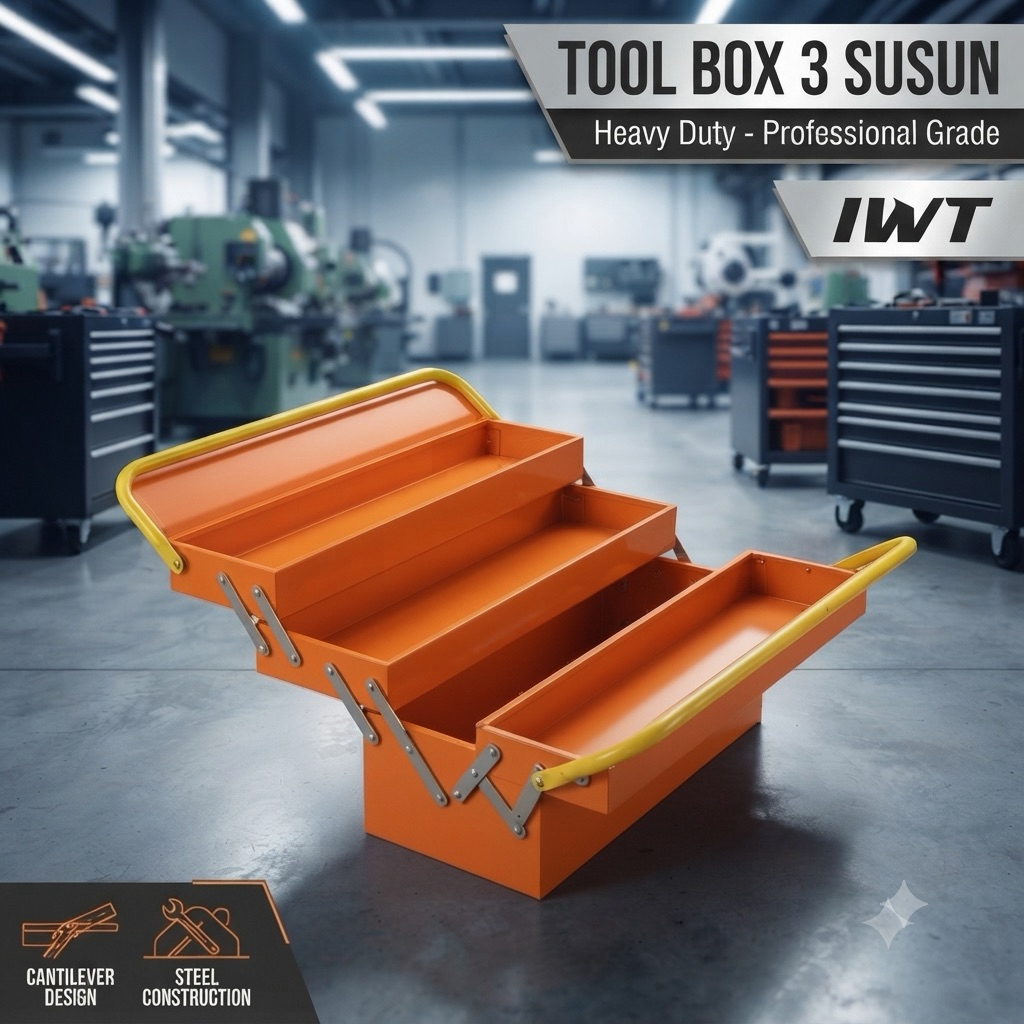 Tool Box Besi 3 Susun IWT Heavy Duty tempat perkakas kuat