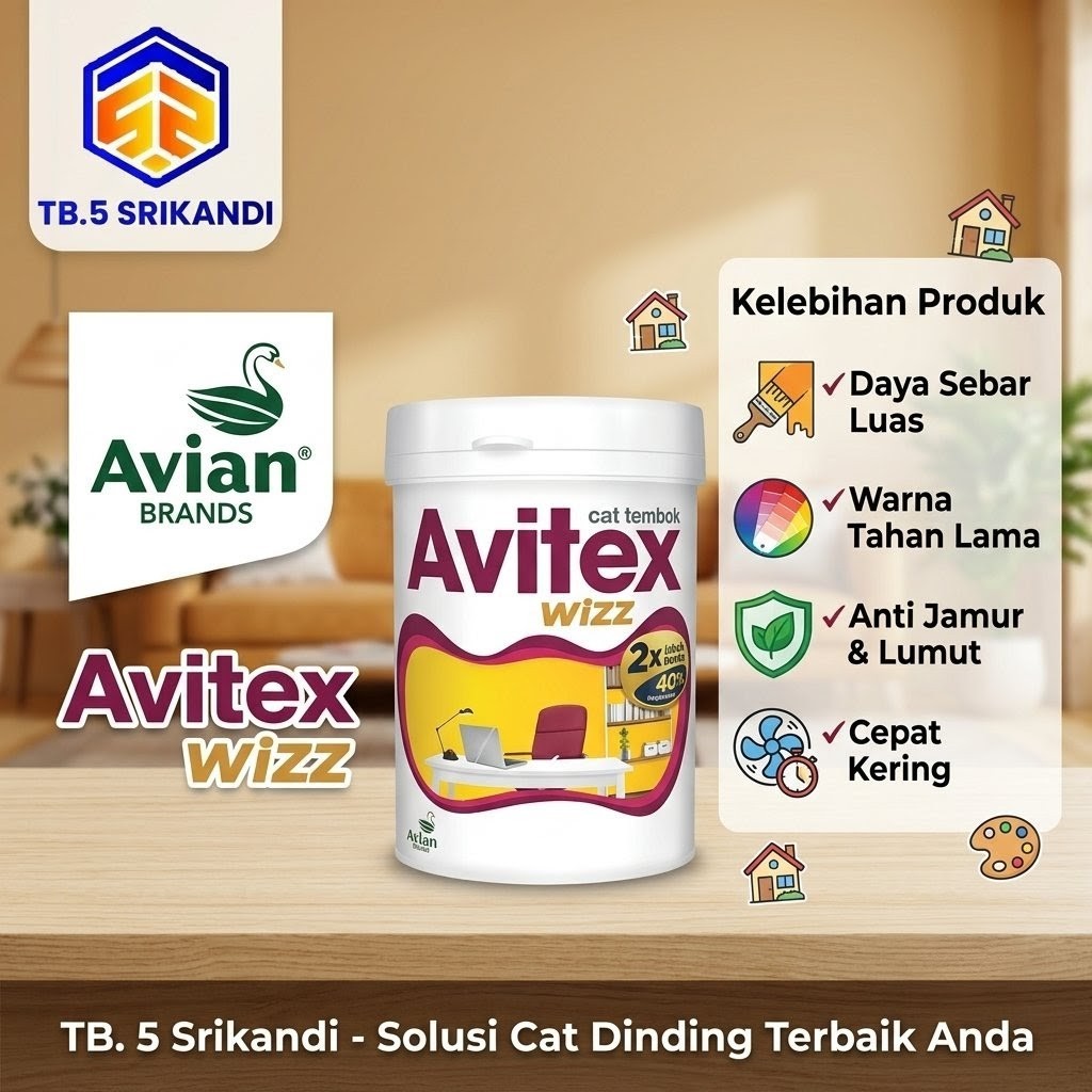 Cat Tembok Avitex Wizz 1 Kg - Bisa untuk cat tembok, cat beton, cat Plafond grc atau gypsum
