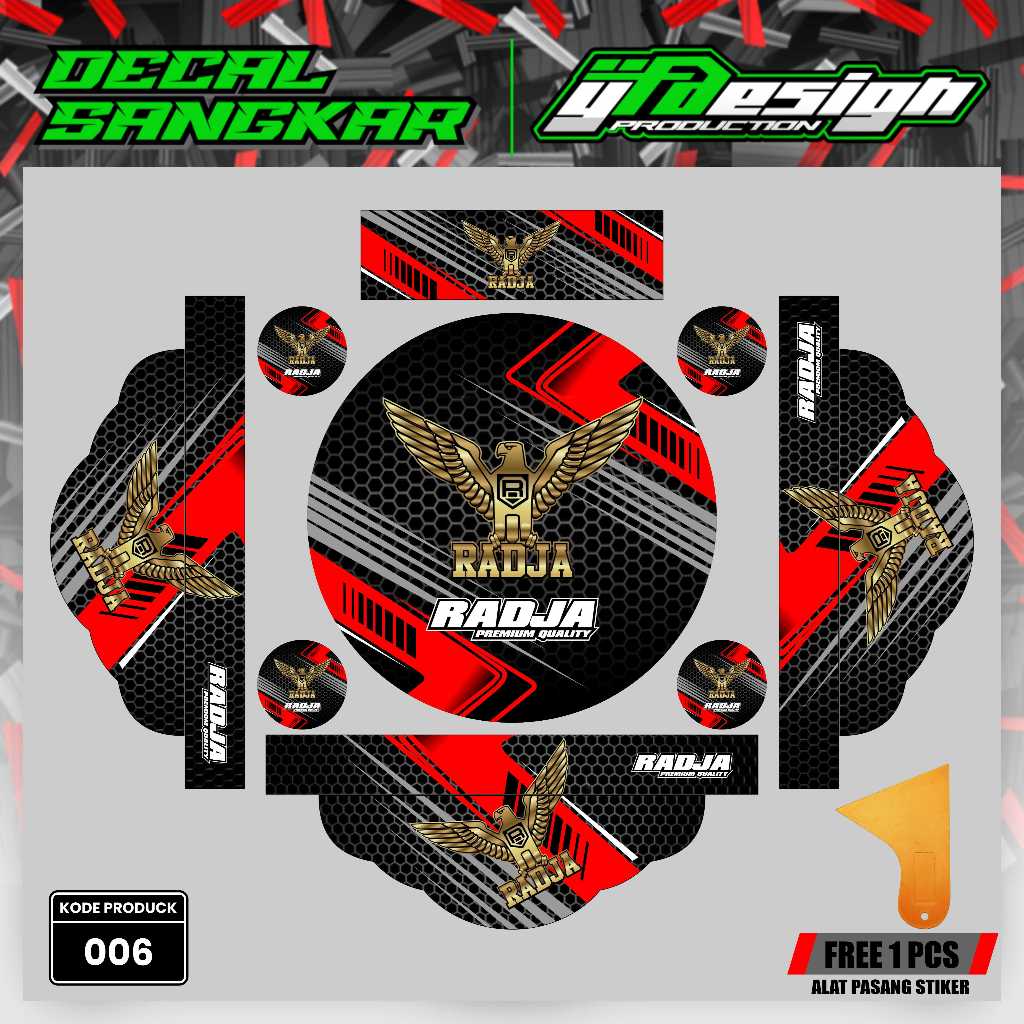 Decal Sangkar Lovebird Stiker Sangkar Lovebird Desain Terbaru Motif Radja Merah