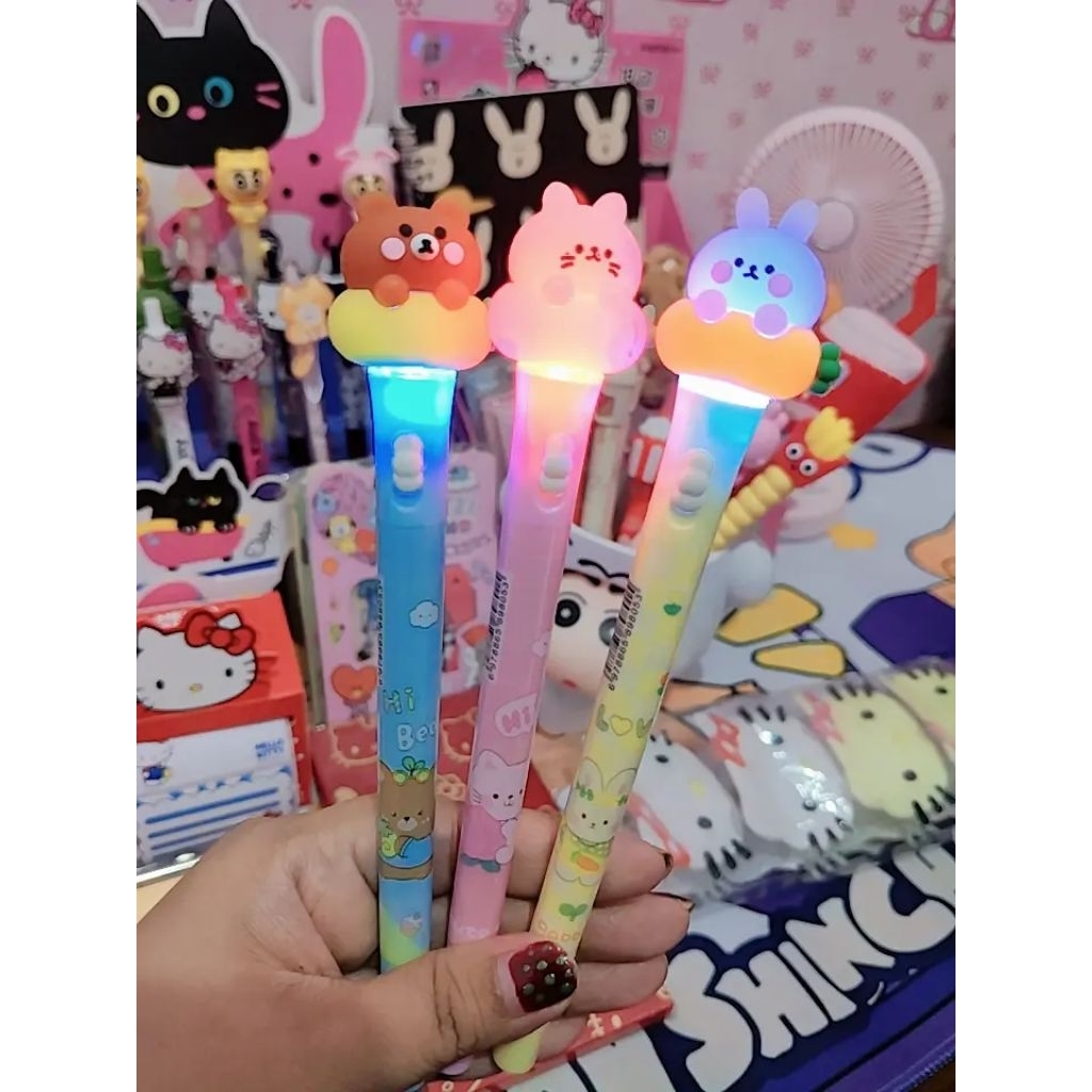 pulpen nyala/pulpen lampu bear/pena karakter