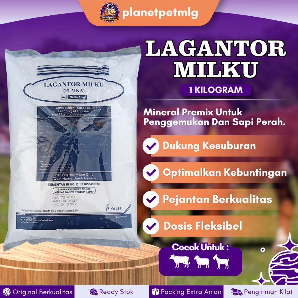 LAGANTOR MILKU 1 KG - Mineral Premix AD3E Untuk Penggemukan Dan Sapi Perah.