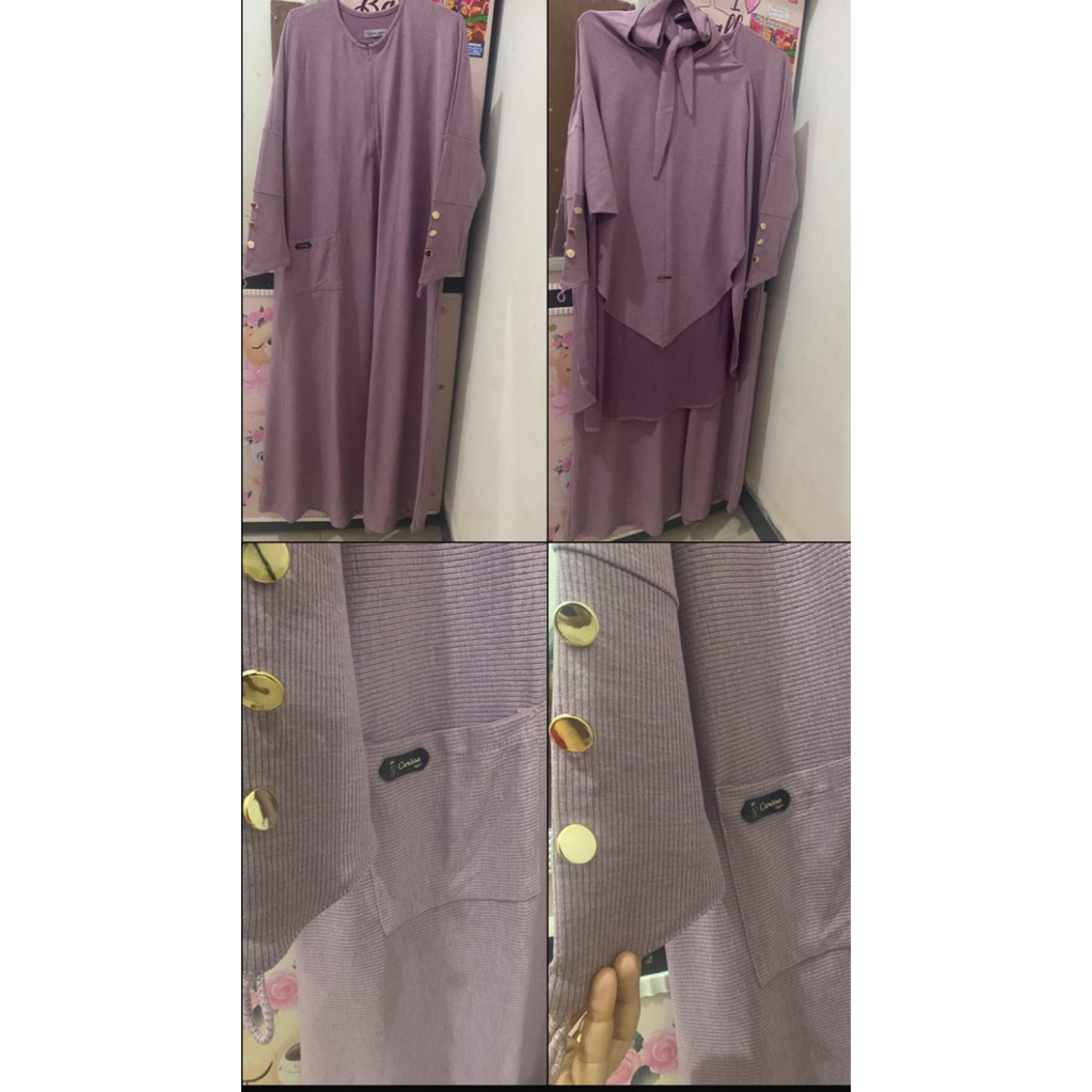 Gamis plus khimar knit lilac