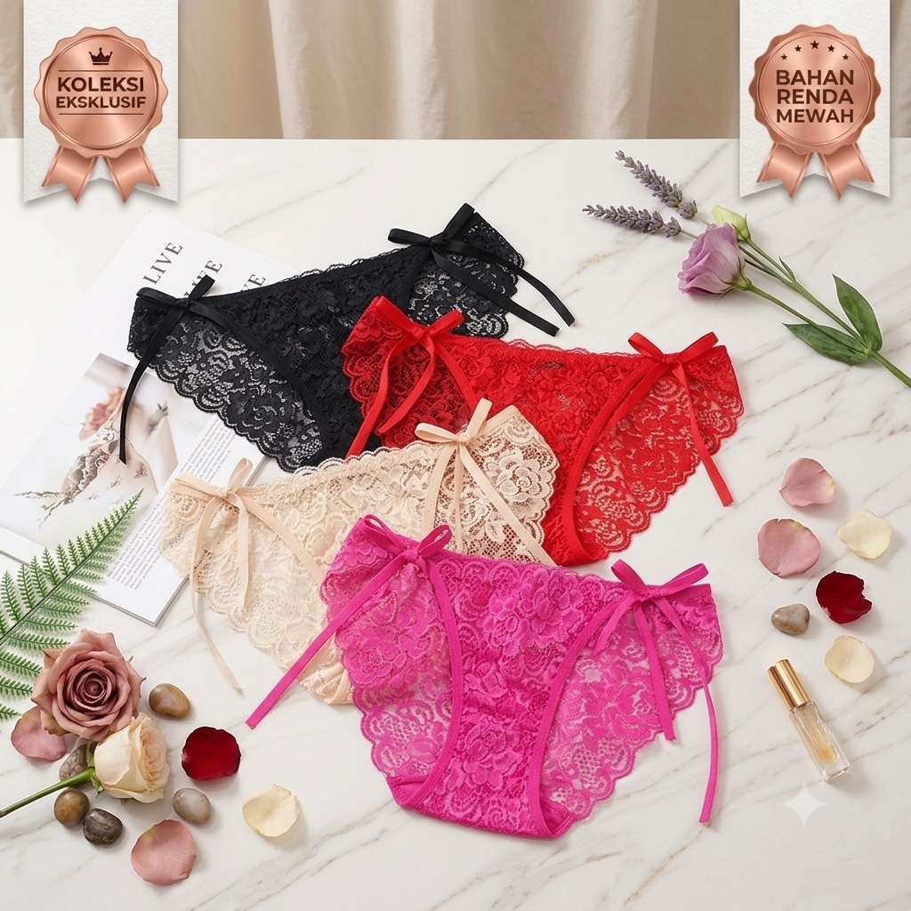 Celana Dalam Renda Transparan G string Wanita Tali Samping Jumbo