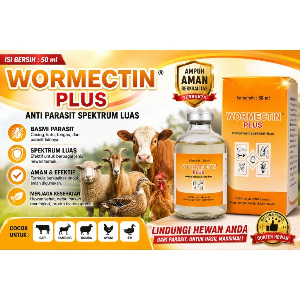 WORMECTIN PLUS 50ML ANTI PARASIT SPEKTRUM LUAS