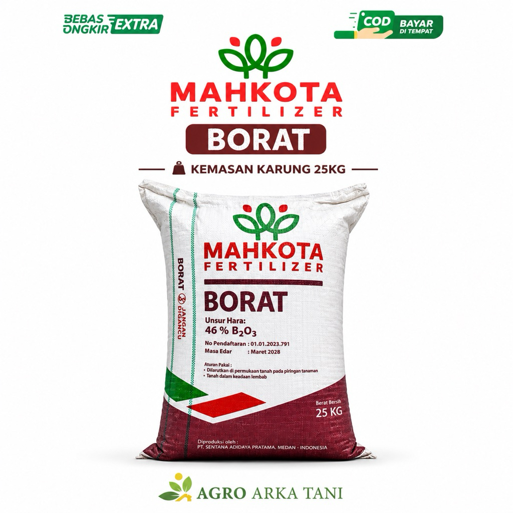 Mahkota Fertilizer Borat 25Kg | Pupuk Boron 46% B2O3 | Pupuk Kelapa Sawit Original