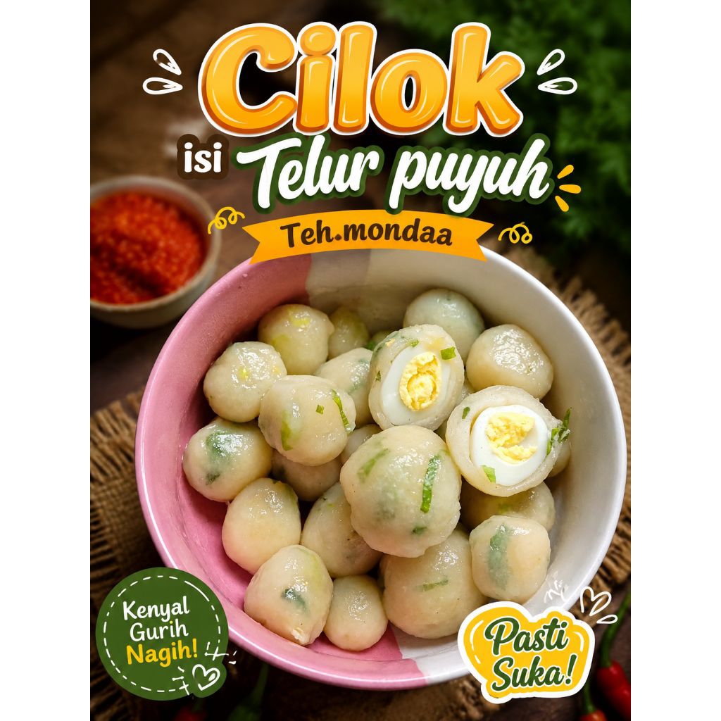 CILOK ISI TELOR PUYUH TERENAK Free Bumbu - Cilok Teh Mondaa