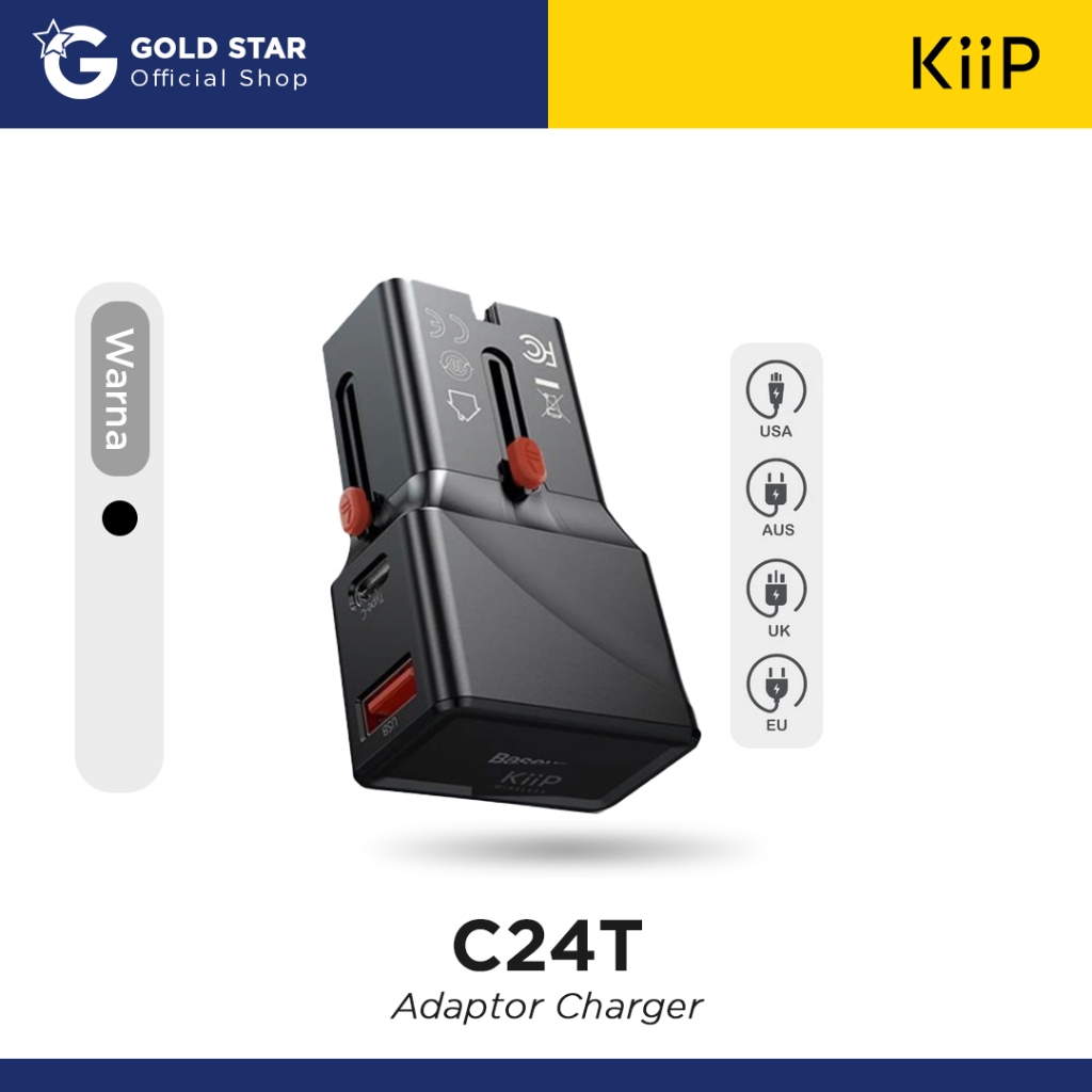 KiiP Wireless C24T Universal Travel Adaptor Charger Mini Fast Charging 25W PD QC