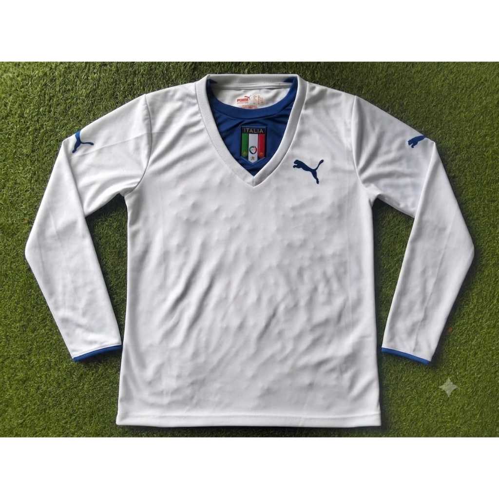 Jersey Retro Italy 2006 Putih Longsleeve Size Lengkap S-7XL Logo Bordir