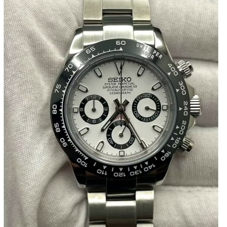 seiko mod daytona vk63 quartz movement diameter 40mm panda