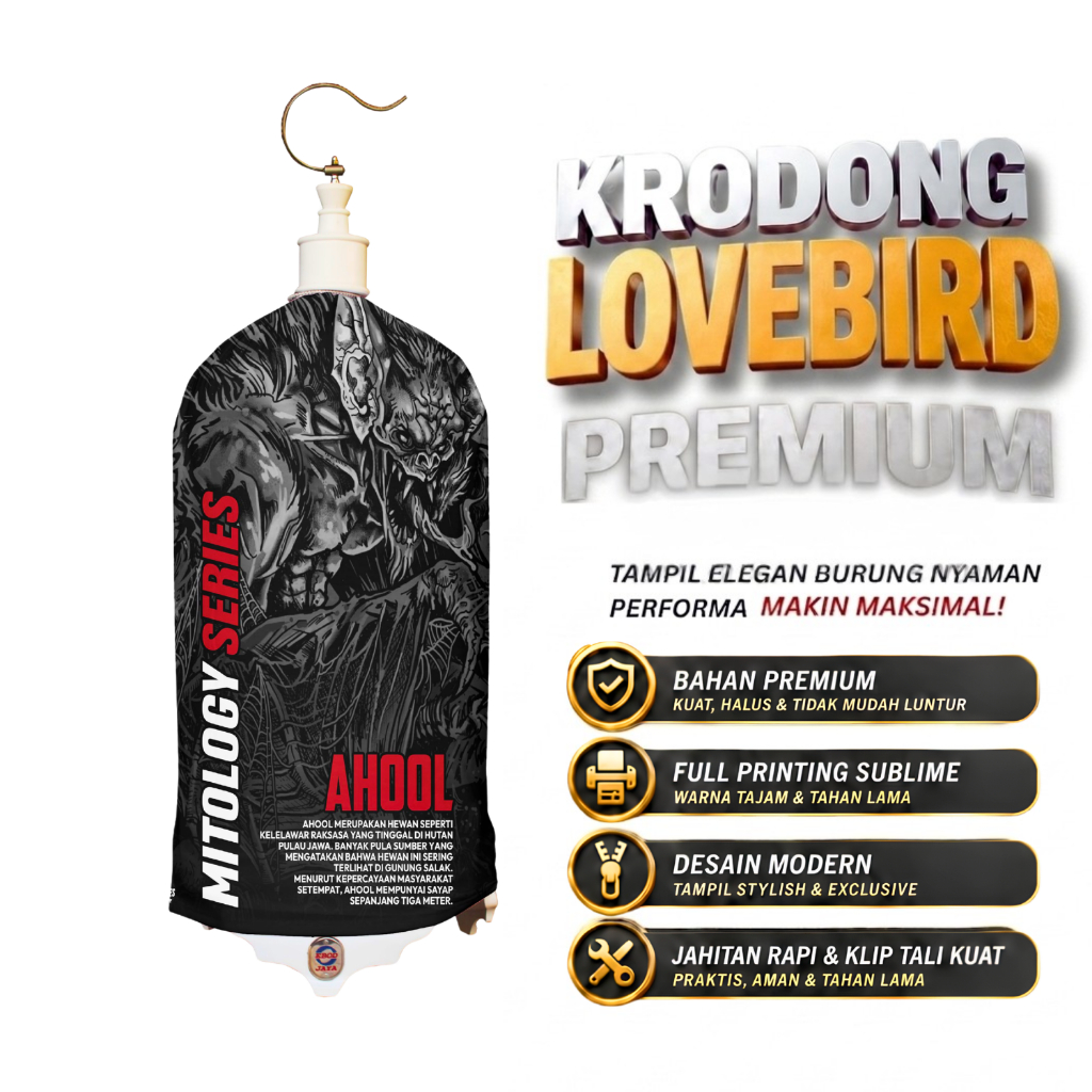 Krodong Lovebird 3D Full Printing Ebod Jaya - Kerodong Sangkar Burung Lovebird Tebal Premium Anti Lu