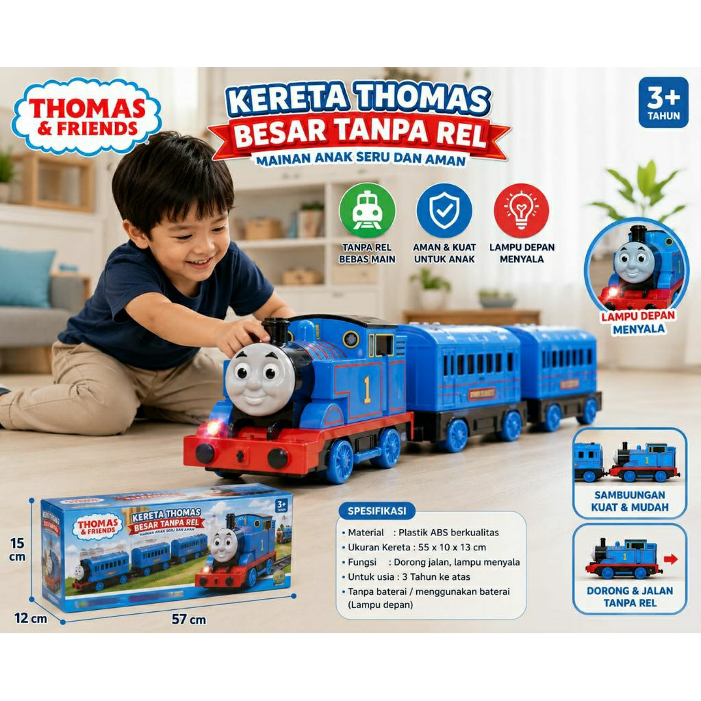 GDM - Mainan kereta api tomas bump go nyala anak