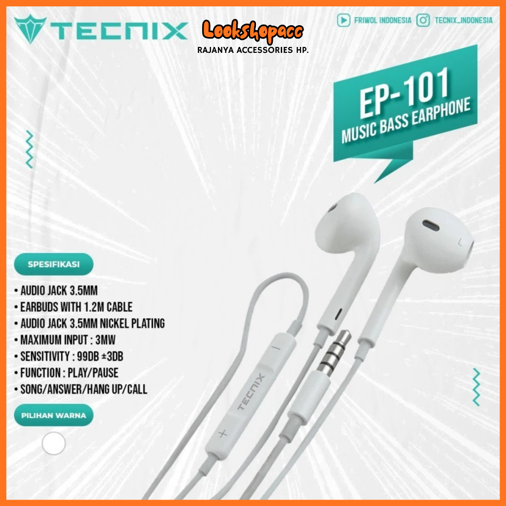 TECNIX EP-101 3.5mm/EP-101-C Type-C/EP-101-L Lighting/EP-201 3.5mm/EP-201-C Type-C/EP-201-L Lightnin