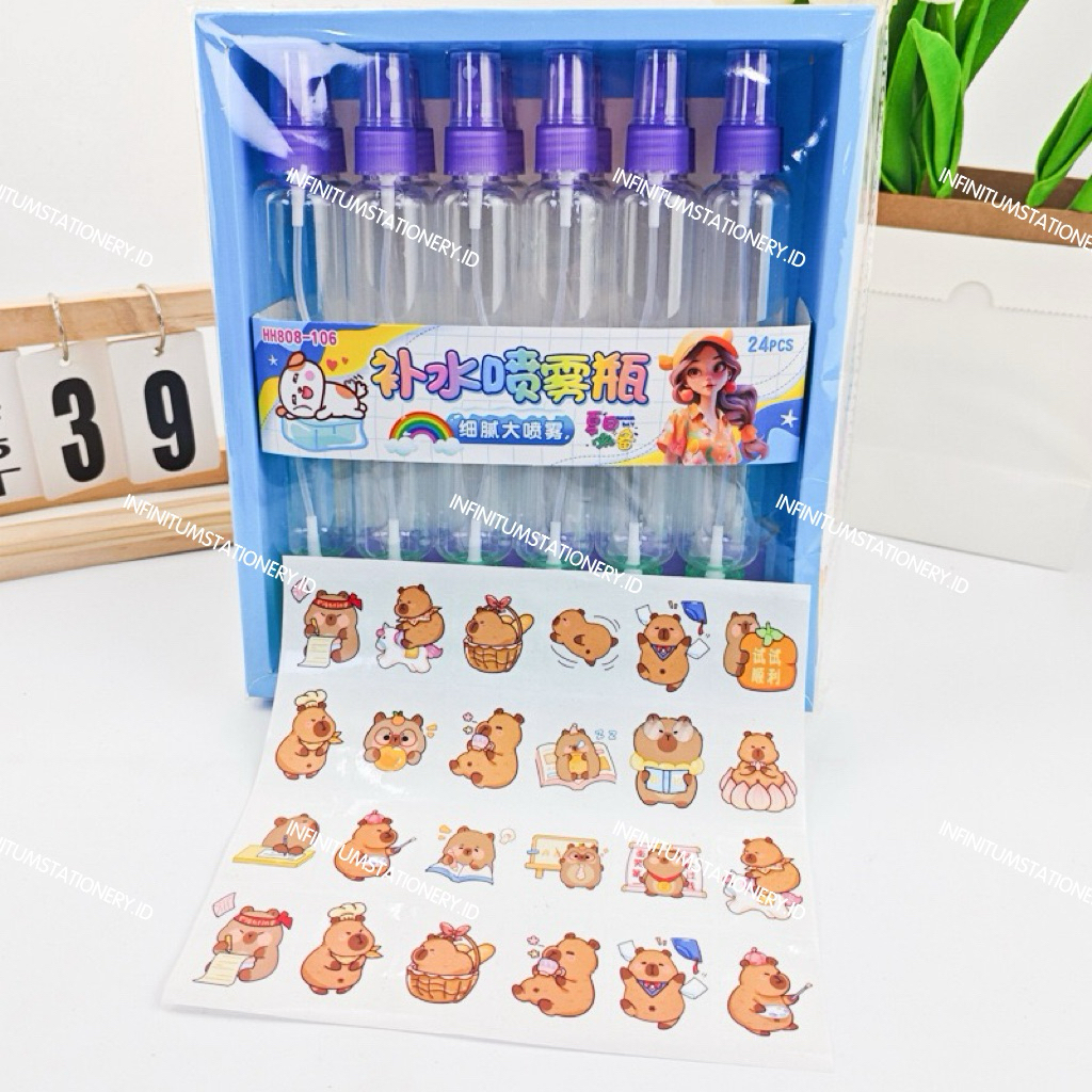 BOTOL SPRAY 60ML DILENGKAPI STICKER DIY WADAH ISI ULANG