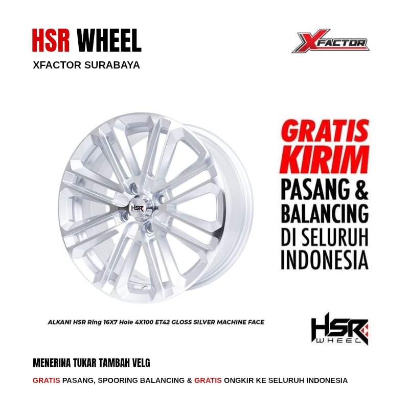 VELG MOBIL R16 HSR ALKANI 359 HSR R16X7 4X100 ET42 GSMF 4 PCS VELG