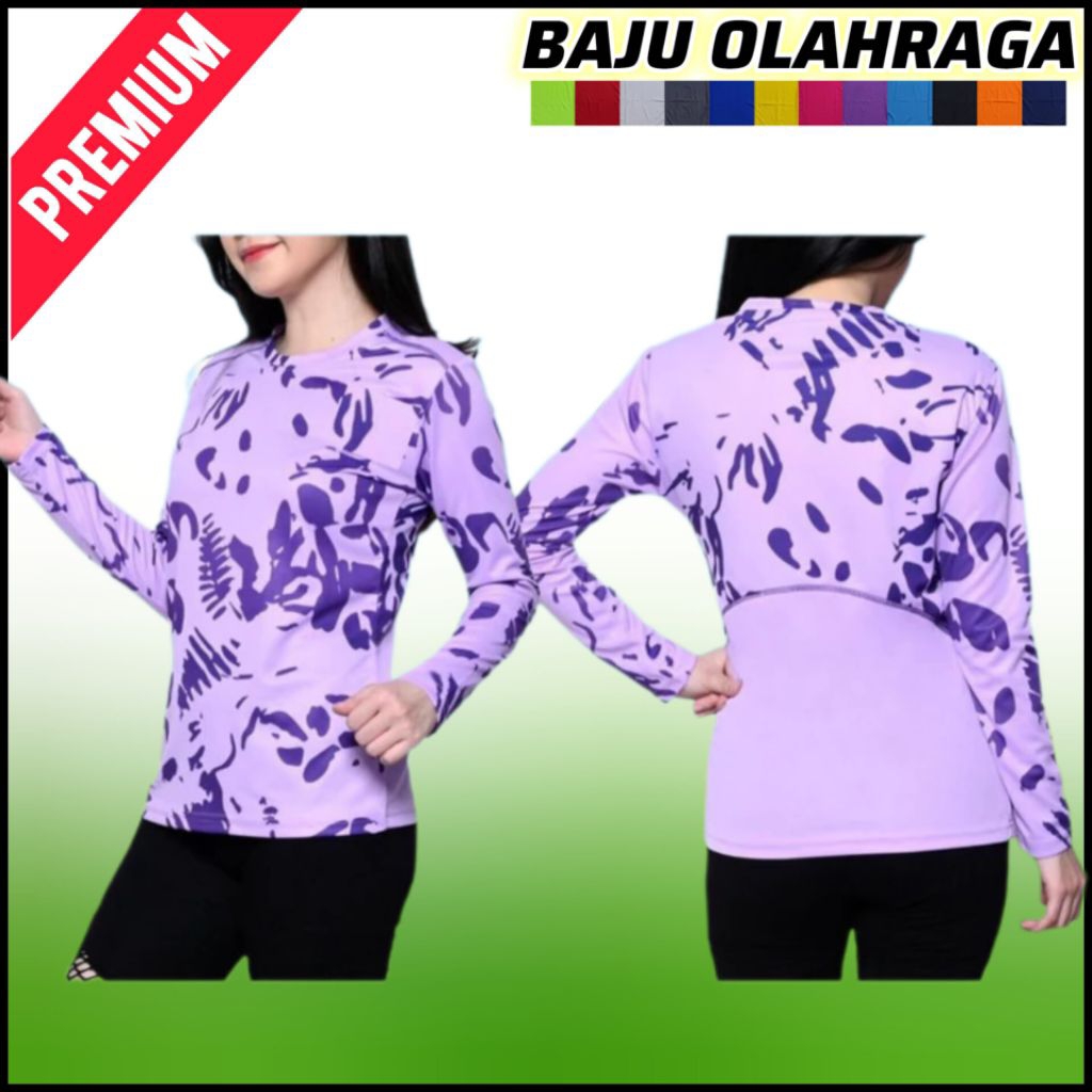 ZS SPORT 040 Baju Training Olahraga Wanita Lengan Panjang Kaos Senam Running Shirt Lari Gym Zumba