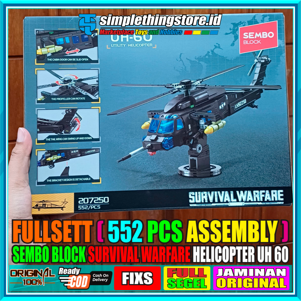 Sembo Block Survival Warfare Helikopter Universal UH-64 / 552 Pcs Brick Block Model Kit