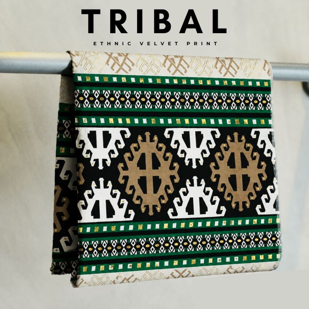 TRIBAL Ethnic Velvet Print Fabric - Bahan Kain Sofa Arab Lesehan / Misnad Sofa Lantai / Classic Retr