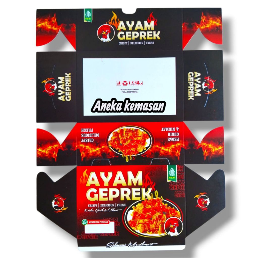 Dus fried chicken laminasi foil / Box nasi ayam geprek / dus ayam kfc