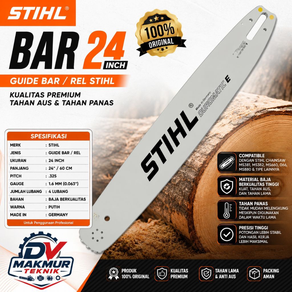Bar Chainsaw Stihl 24 Inch.Bar Laser Senso/Sinso Stihl 24"/40T Original.