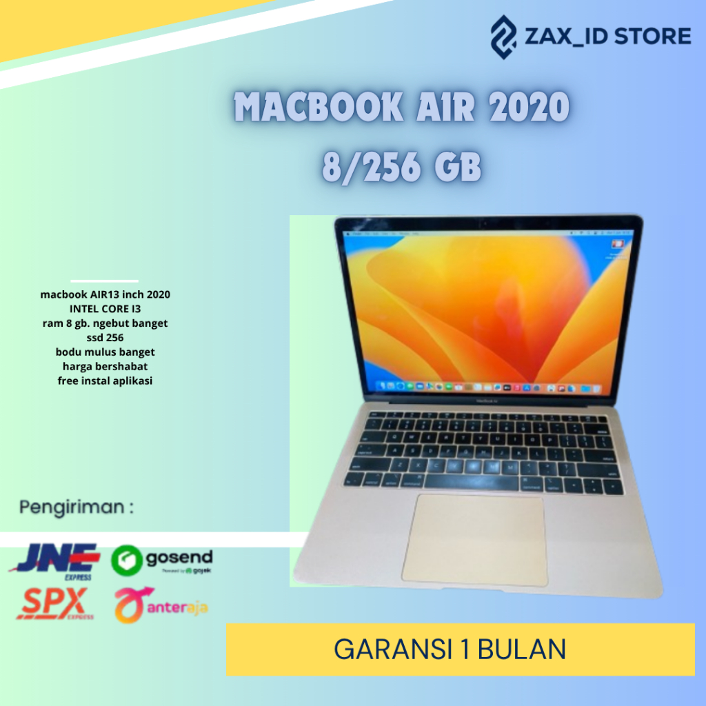 MacBook Air 2020 13inci intel Core i3 & i5 Ram 8 & 16 SSD 256 | 512 Second Original Space Grey Silve